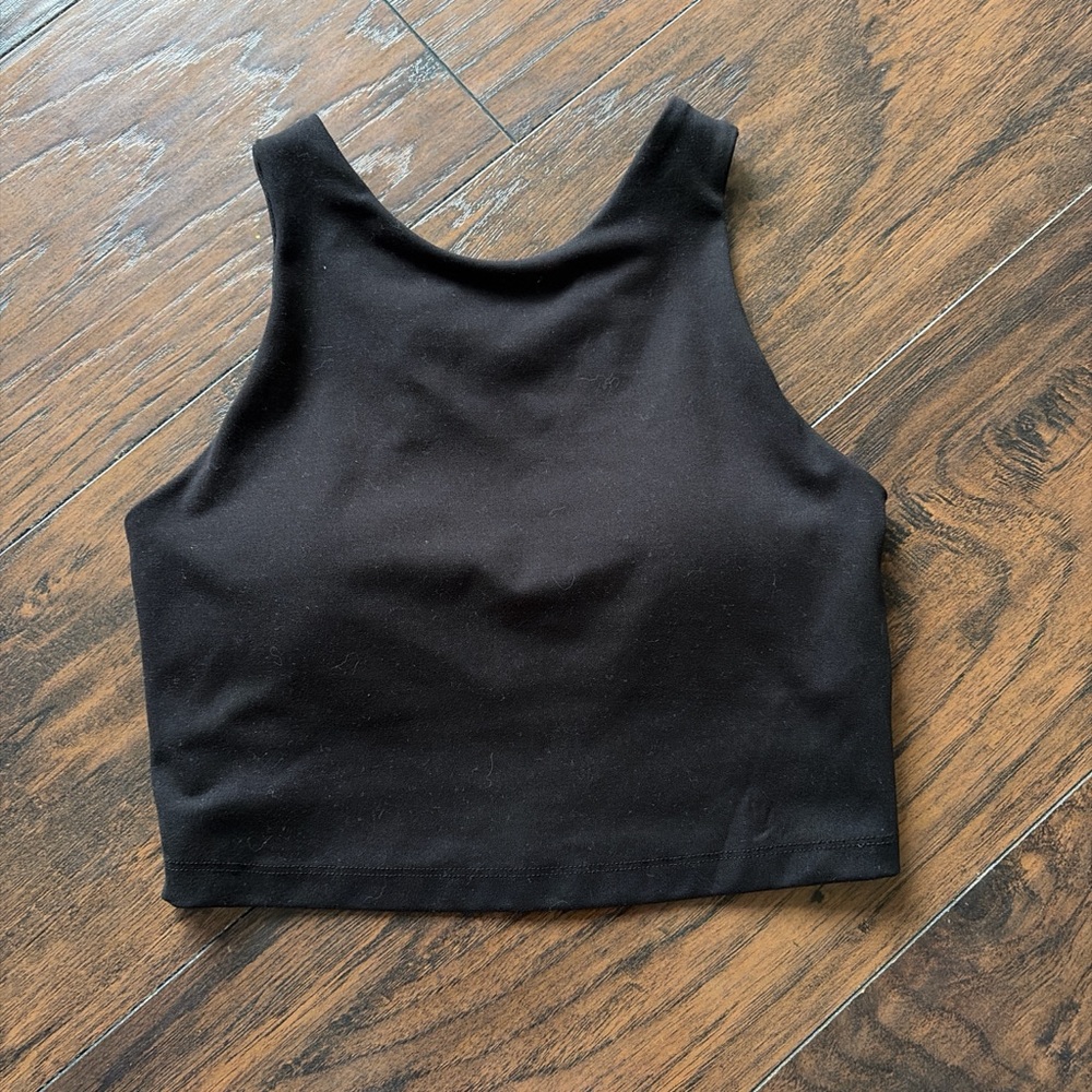 MTA Sport Black Cropped High-Neck Tank